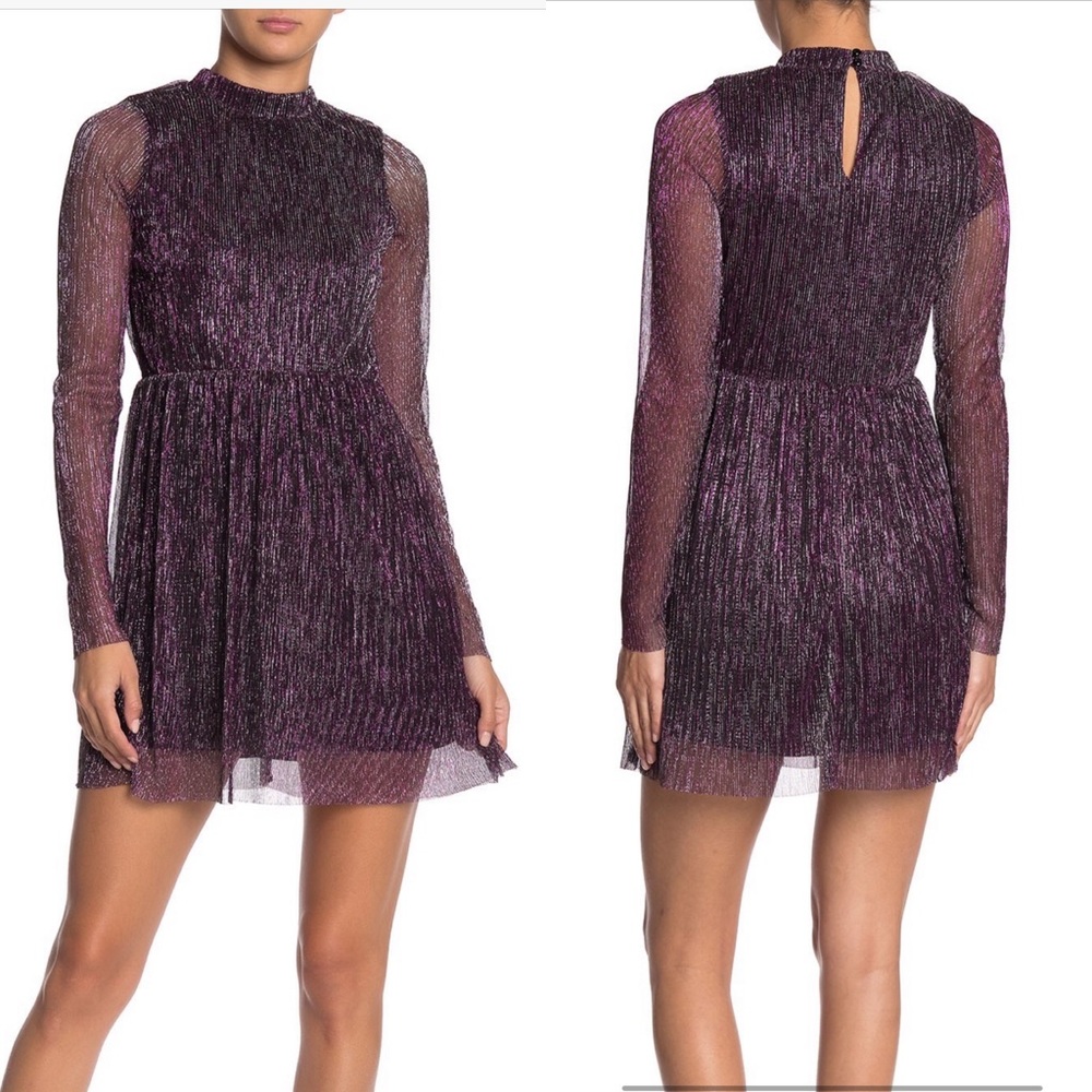 Love, Fire Metallic Shimmer Mock Neck